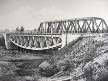 2444 верста. Вид на мост через р. Окульшет. Строительный период 1910 г.