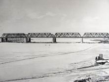 2985 верста. Общий вид моста через р. Белую. Строительный период 1910-1911 гг.
