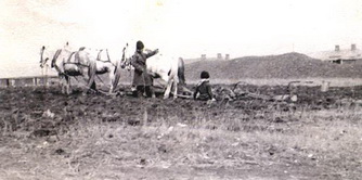 Ступки, в дали постройки у шахты, 1905.