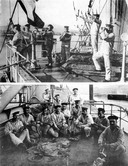Моряки Броненосца 'Слава' во время занятий и работ.