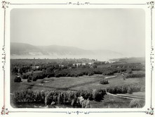 Вид на Жигулевские горы с Царева кургана. 1894 г. посад Дубовка.