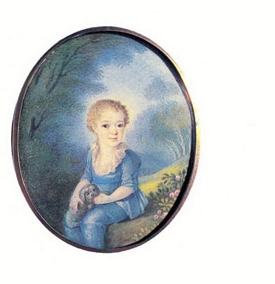 Портрет мальцика с собачкой.  1790-е