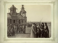 Сбор казаков на хуторе Гнутовом Есауловской станции. 1875-1876