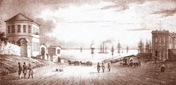 Вид на Купеческую пристань 1850-е гг