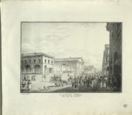 Садовая улица. С рисунка К.Ф.Сабата и С.П.Шифляра. - 1820-е.