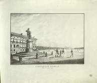 Суворовская площадь. С рисунка К.Ф.Сабата и С.П.Шифляра. - 1820-е.