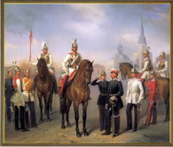Группа офицеров и солдат Кавалергардского Ея Величества полка.